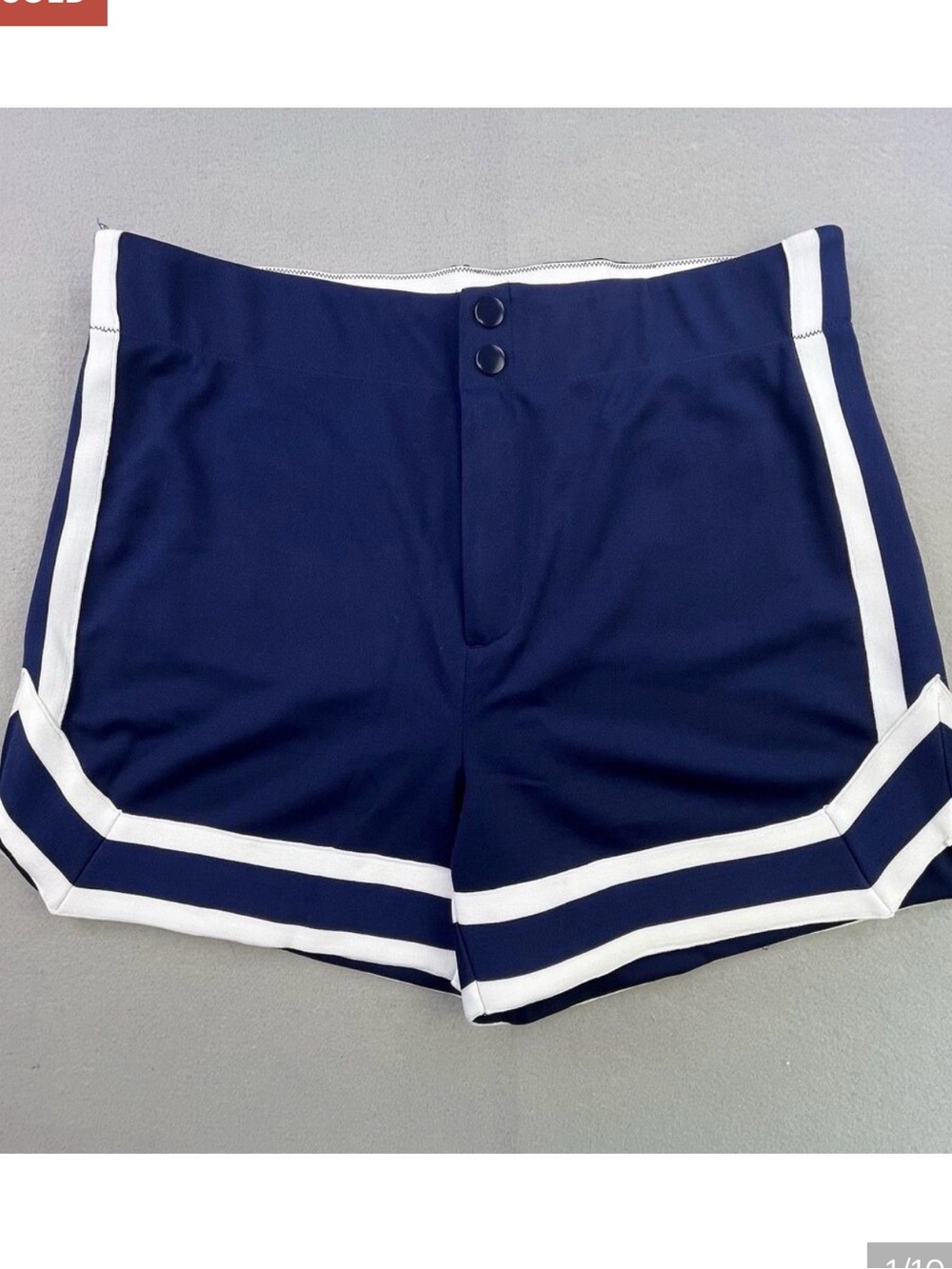 Vintage Bike Coaches Shorts Mens XL 38 Blue White Stripes Double Snap Athletic